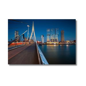 Rotterdam Erasmusbrug avondzicht foto op plexiglas, canvas of dibondplaat