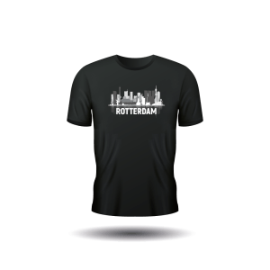 Zwart T-shirt met skyline rotterdam